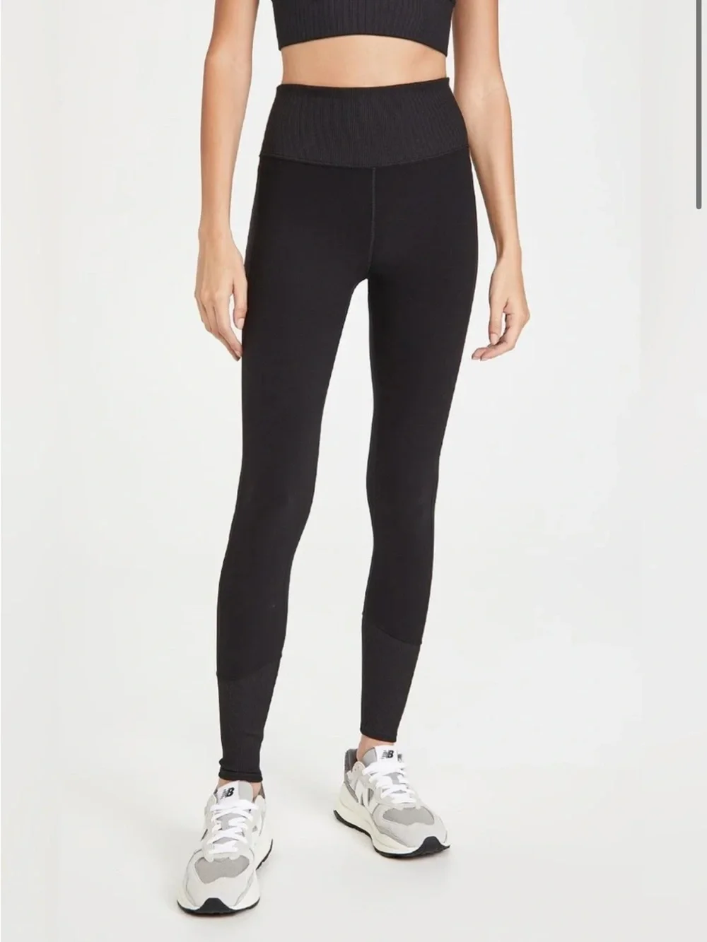 ALO Yoga Black Ribbed High-Waist Leggings